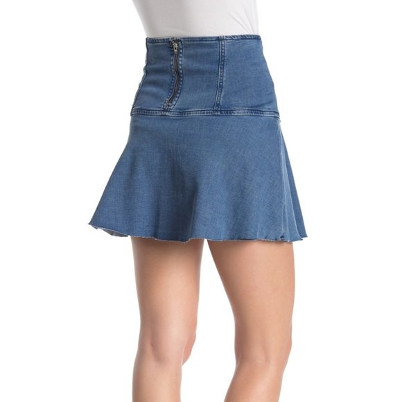 Free People Highlands Denim Mini Skirt - Picture 2 of 8